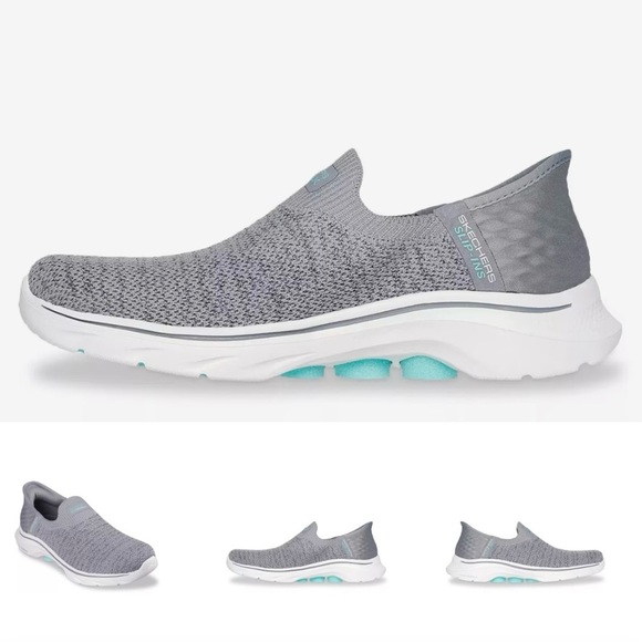 Skechers Slip-Ins GO Walk 7 Springtime Slip-On Sneaker in Grey/Silver Size 8 - Picture 2 of 8